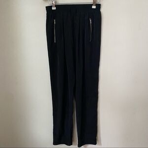 Zoa New York Pants Zipper Pockets Track Elastic Waist Black Athleisure Classic